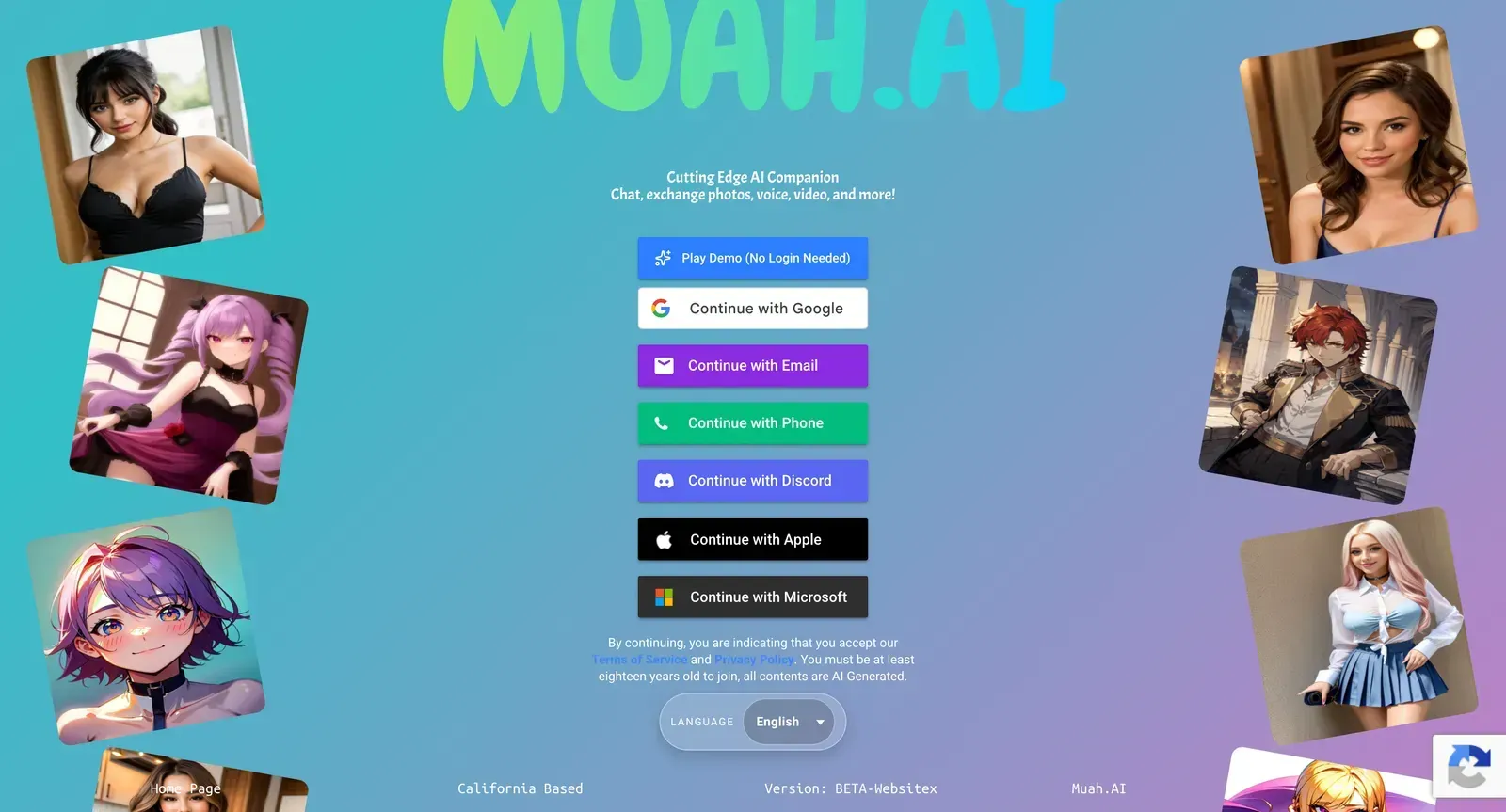 الصفحة الرئيسية لتطبيق muah ai